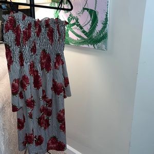 Flower and pin stripe dress ( size: medium)